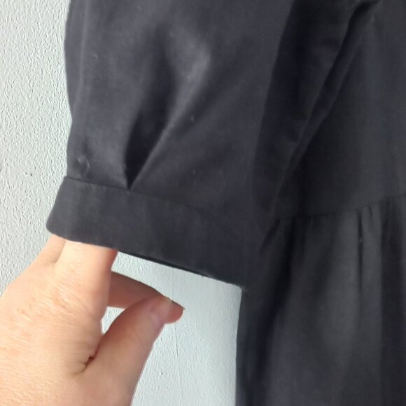 ESQUALO black cotton/linen tiered dress with puff sleeves - Picture 4 of 12